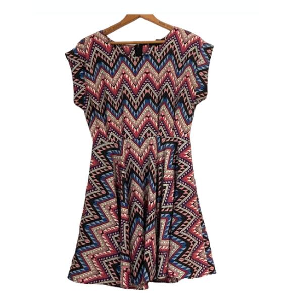 Pink & Blue GEOMETRIC Dress - Forever 21 - Size M - Picture 2 of 6